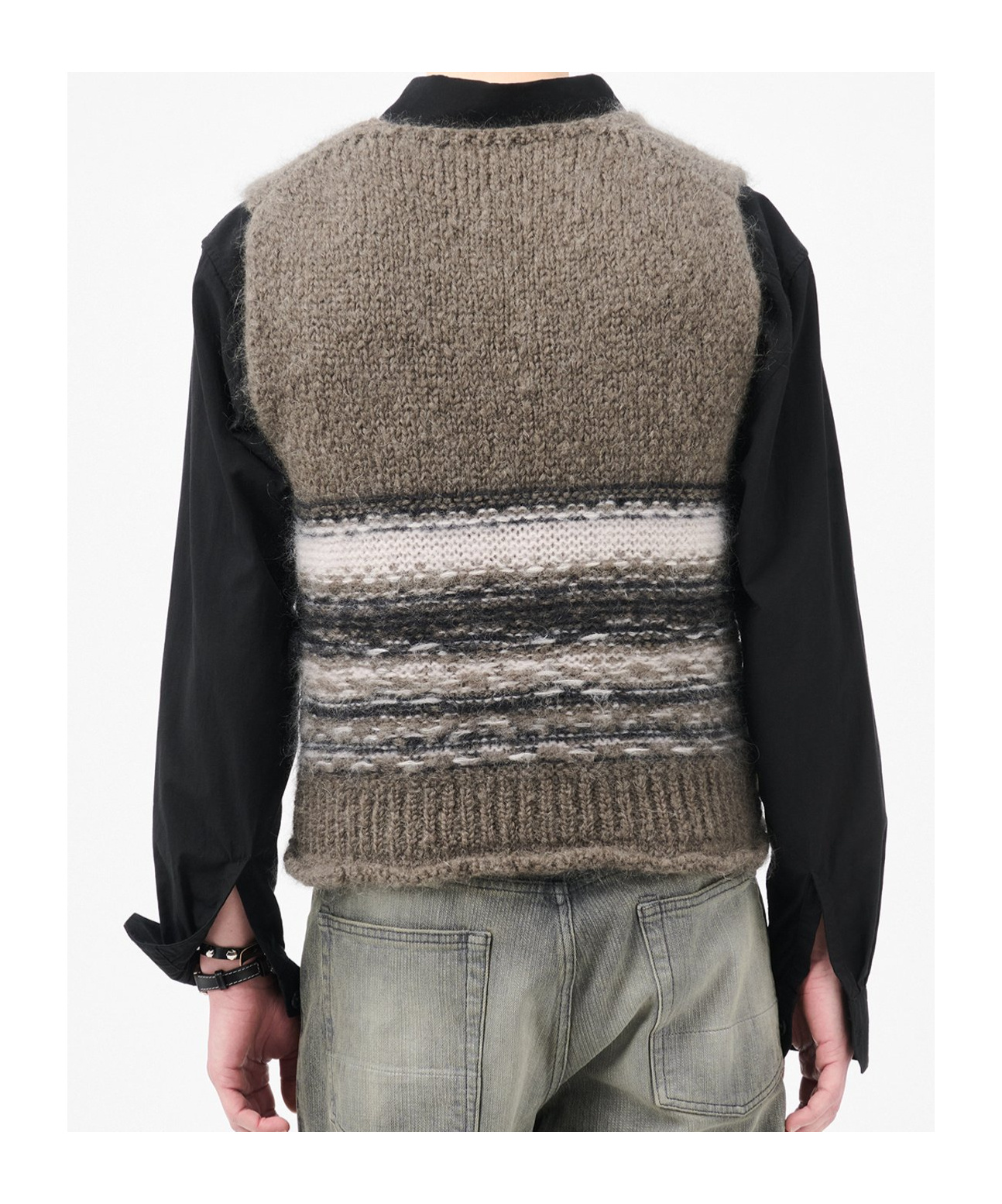 Our Legacy Pleaser Striped Wool-blend Sweater Vest In Brown