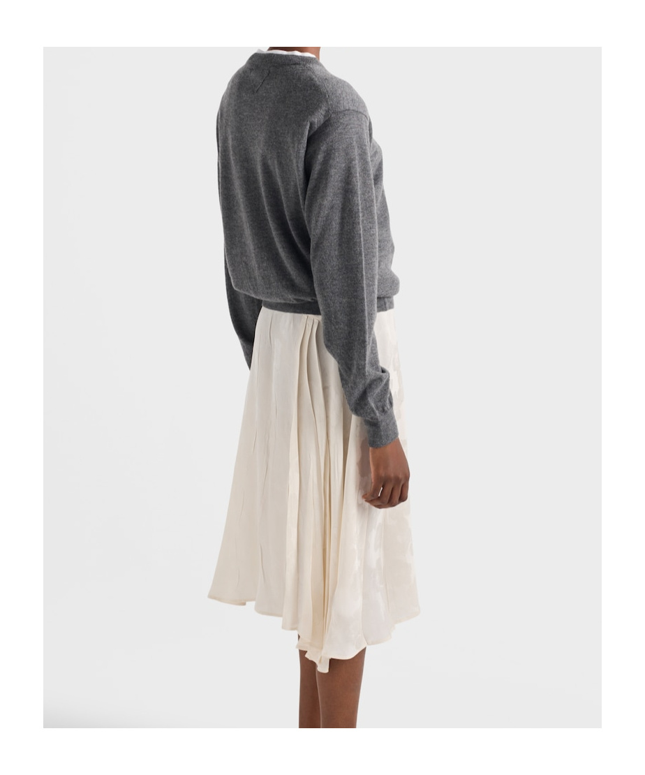 Prada Superfine Cashmere Knit Crewneck Sweater In Gray