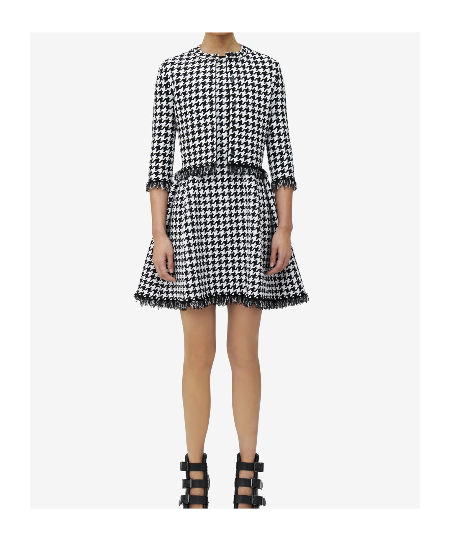 Alexander Mcqueen Houndstooth Polo Top In Black