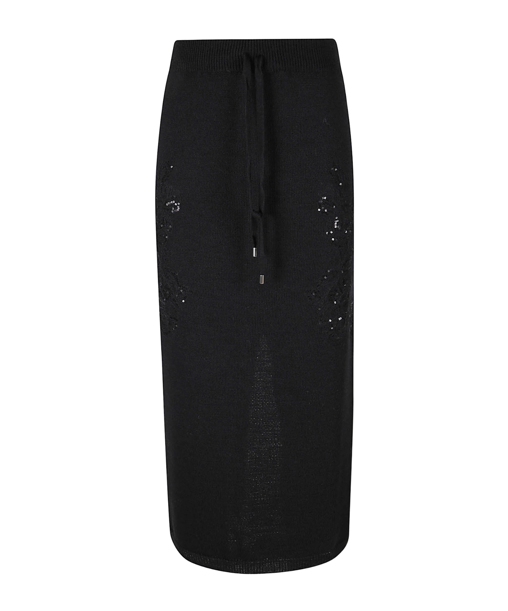 Ermanno Firenze Sequin Embroidered Knitted Midi Skirt In Black
