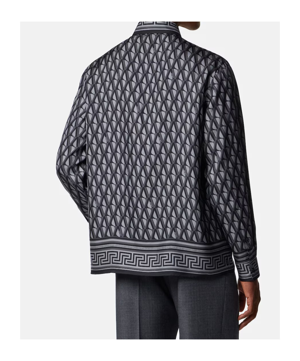 Versace Pattern-printed Long-sleeved Shirt In Black