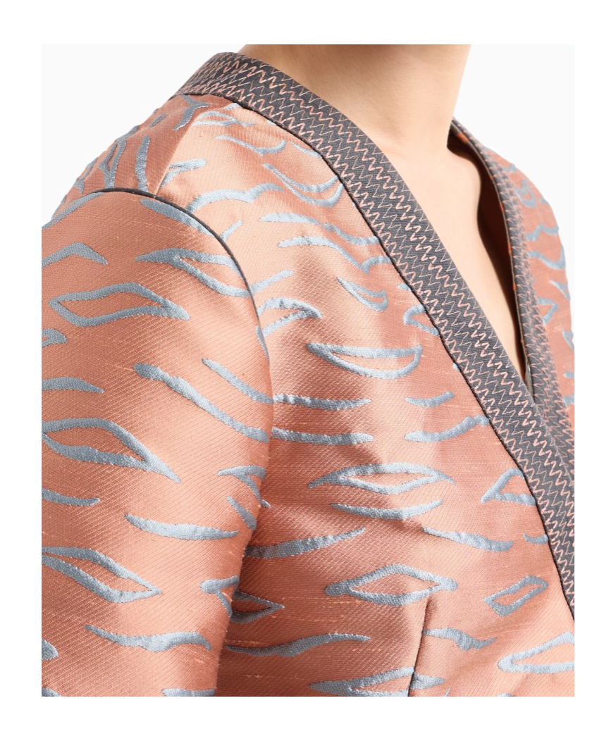 Giorgio Armani Short Jacket In A Jacquard Silk Blend In Pink