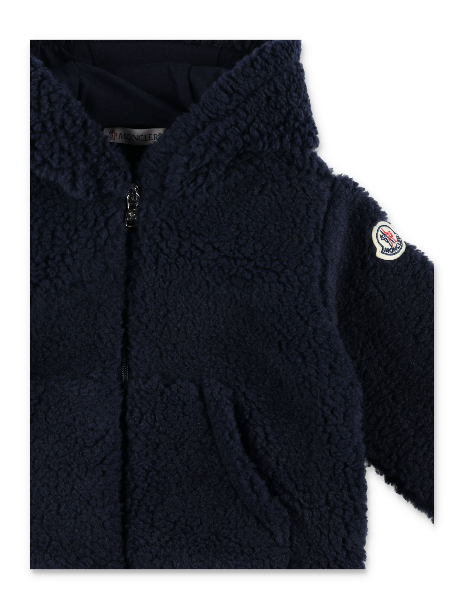 Moncler Sherpa Fleece Hoodie In Blue