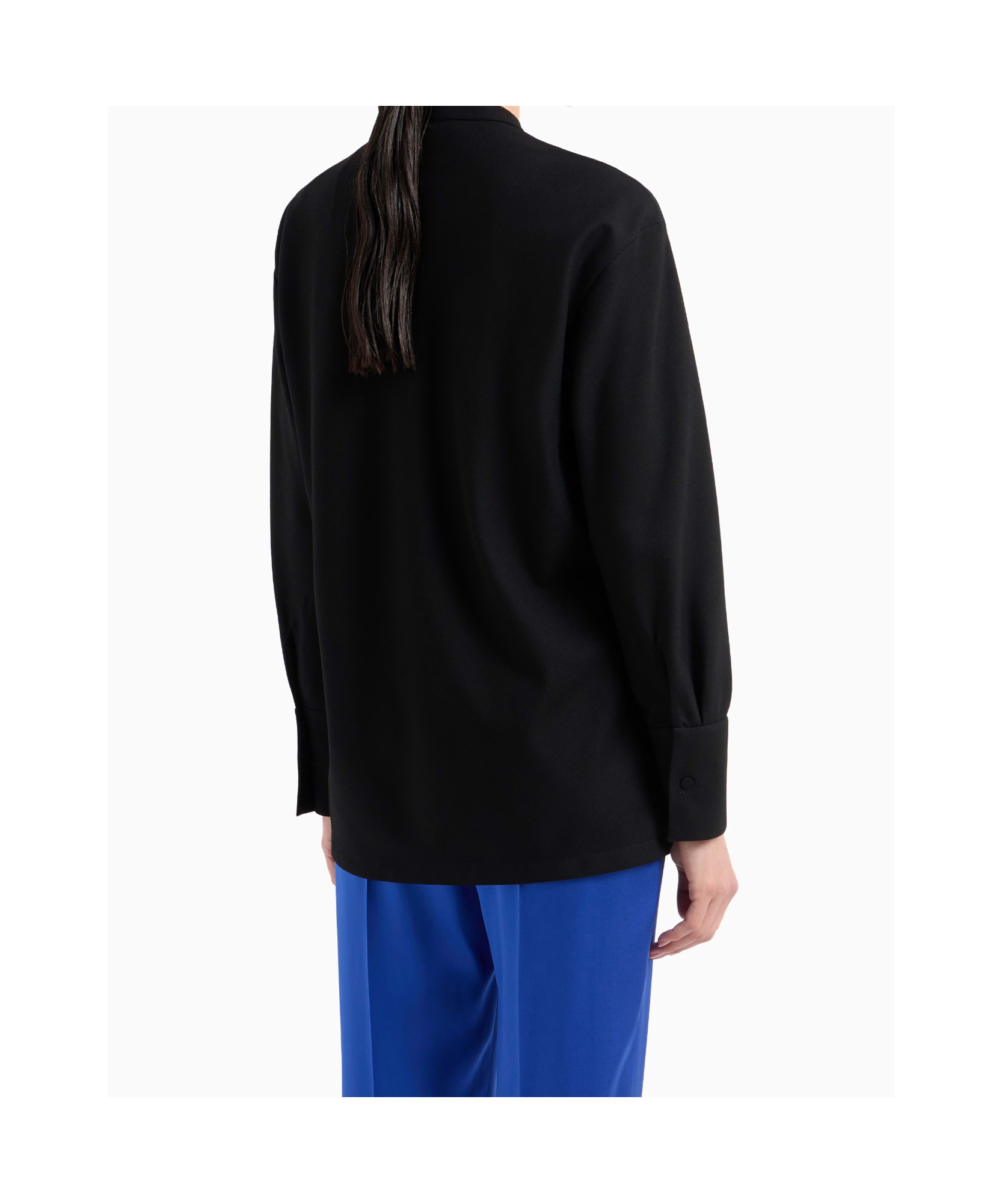 Giorgio Armani Sophisticated Mandarin Collar Shirt In Black