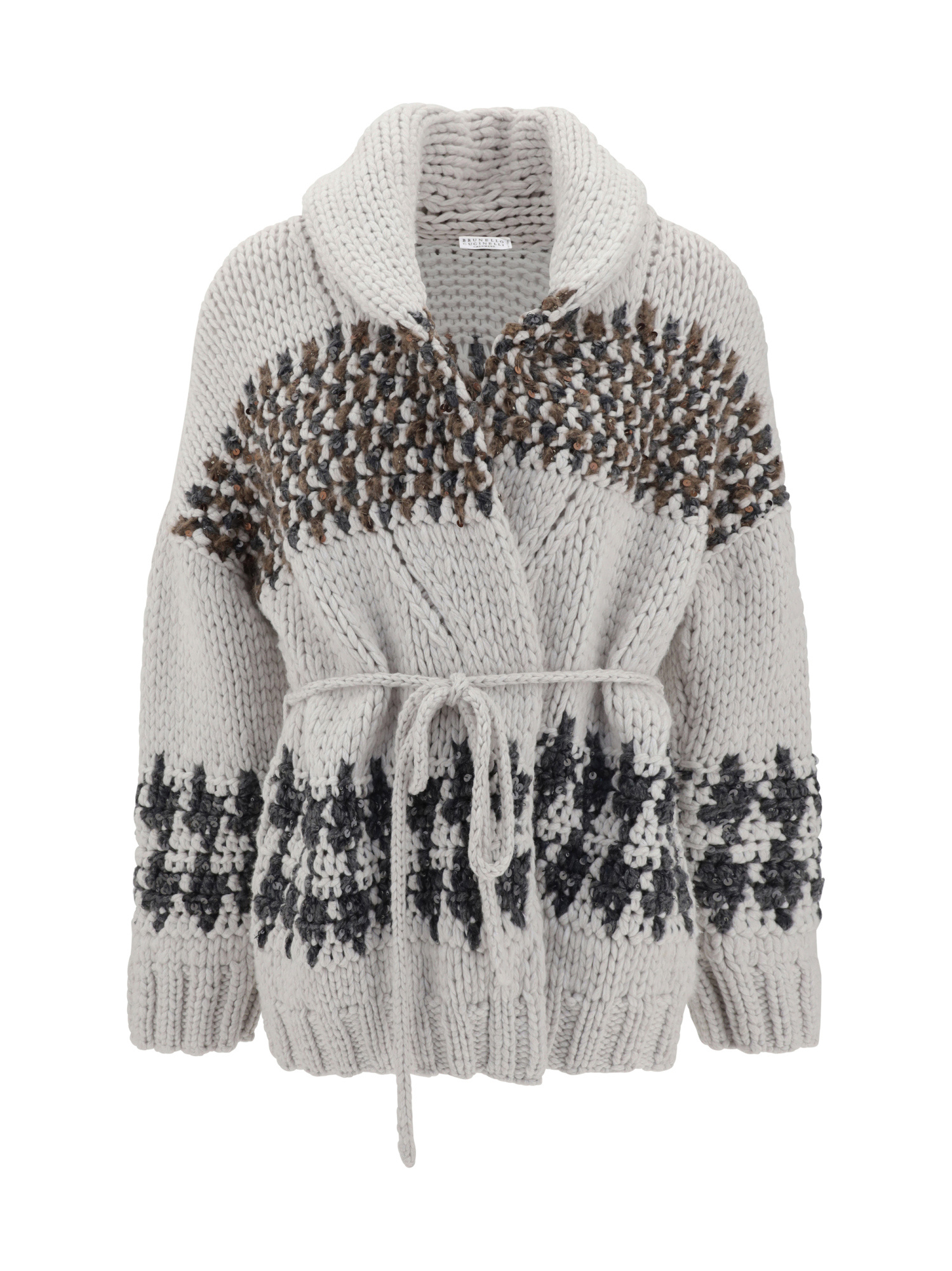 Brunello Cucinelli Opera Prince Of Wales Cardigan In Gray