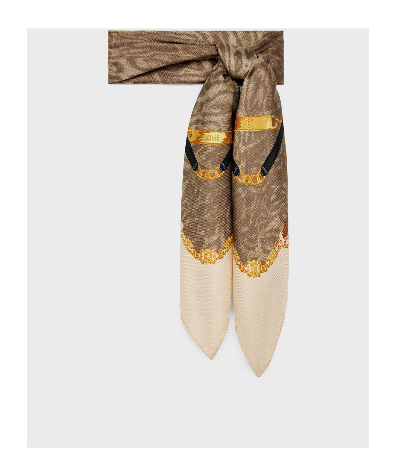 Celine Rectangular Scarf In Brown
