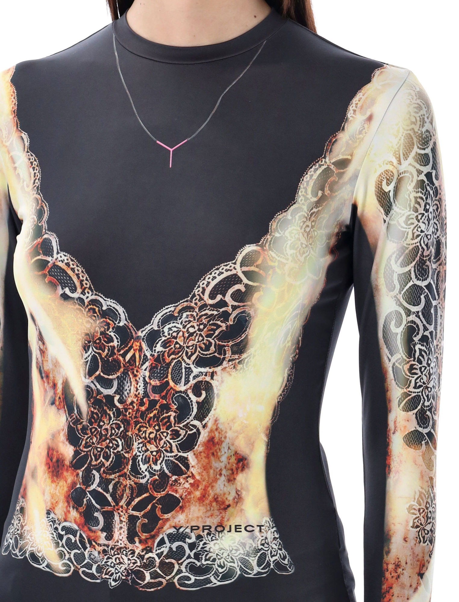 Y/project T-shirt With Round Neck And Long Sleeves In Black