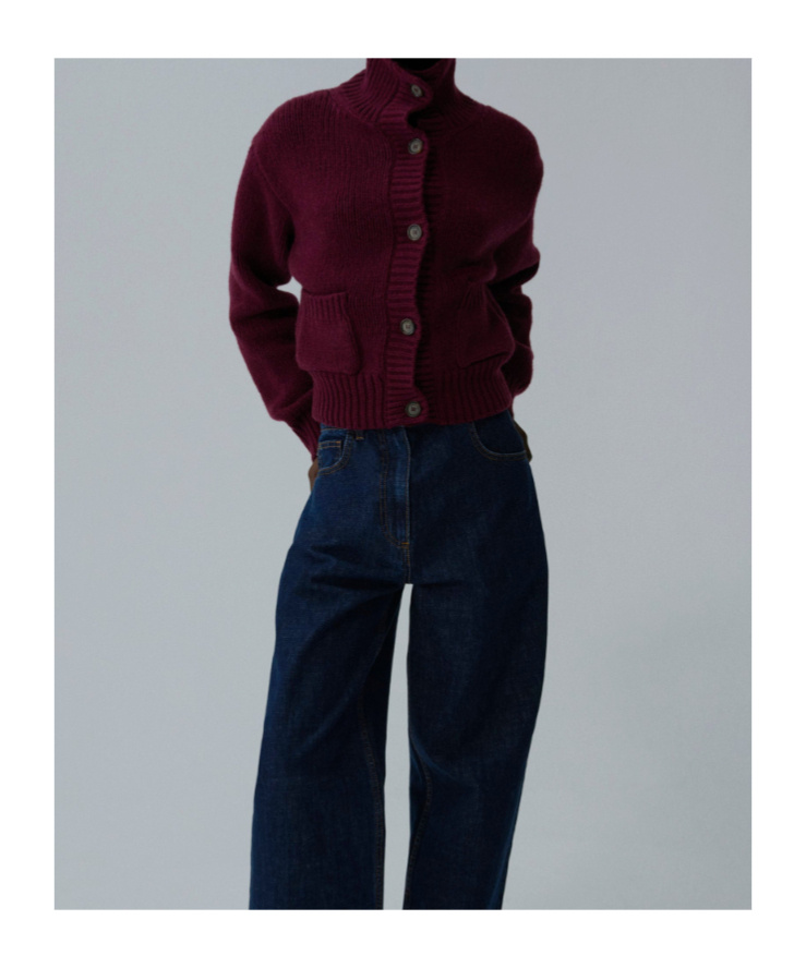 Magda Butrym High-neck Buttoned Cardigan In Burgundy