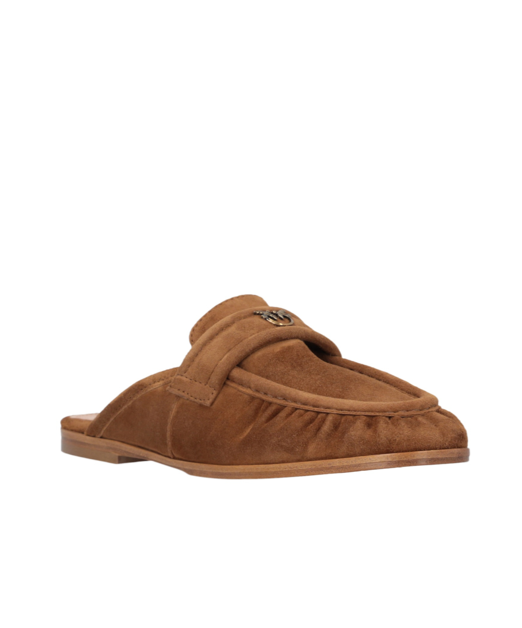 Pinko Mocassins Mules Plats En Daim In Brown