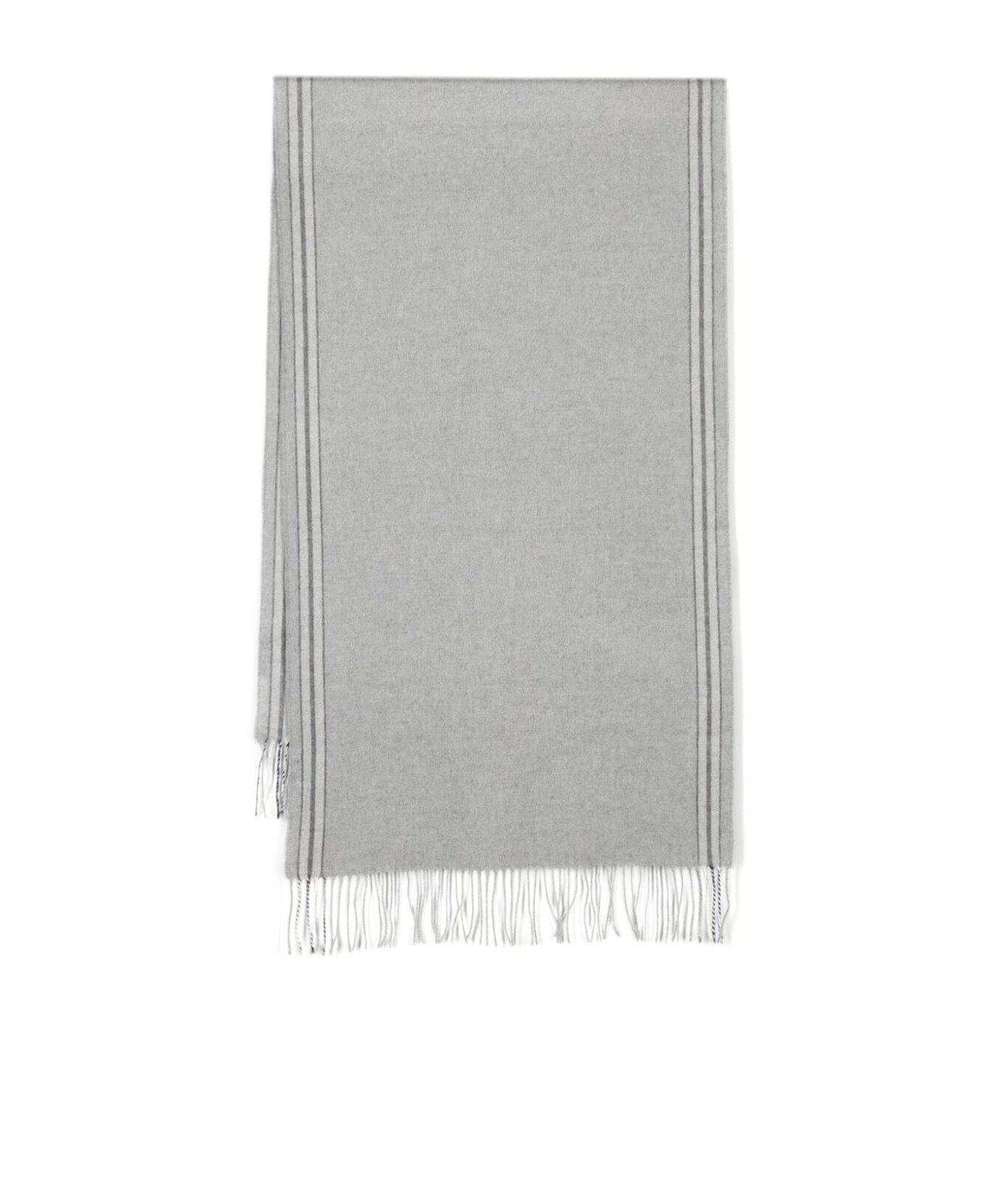 Brunello Cucinelli Stripe-trim Silk Scarf In Gray