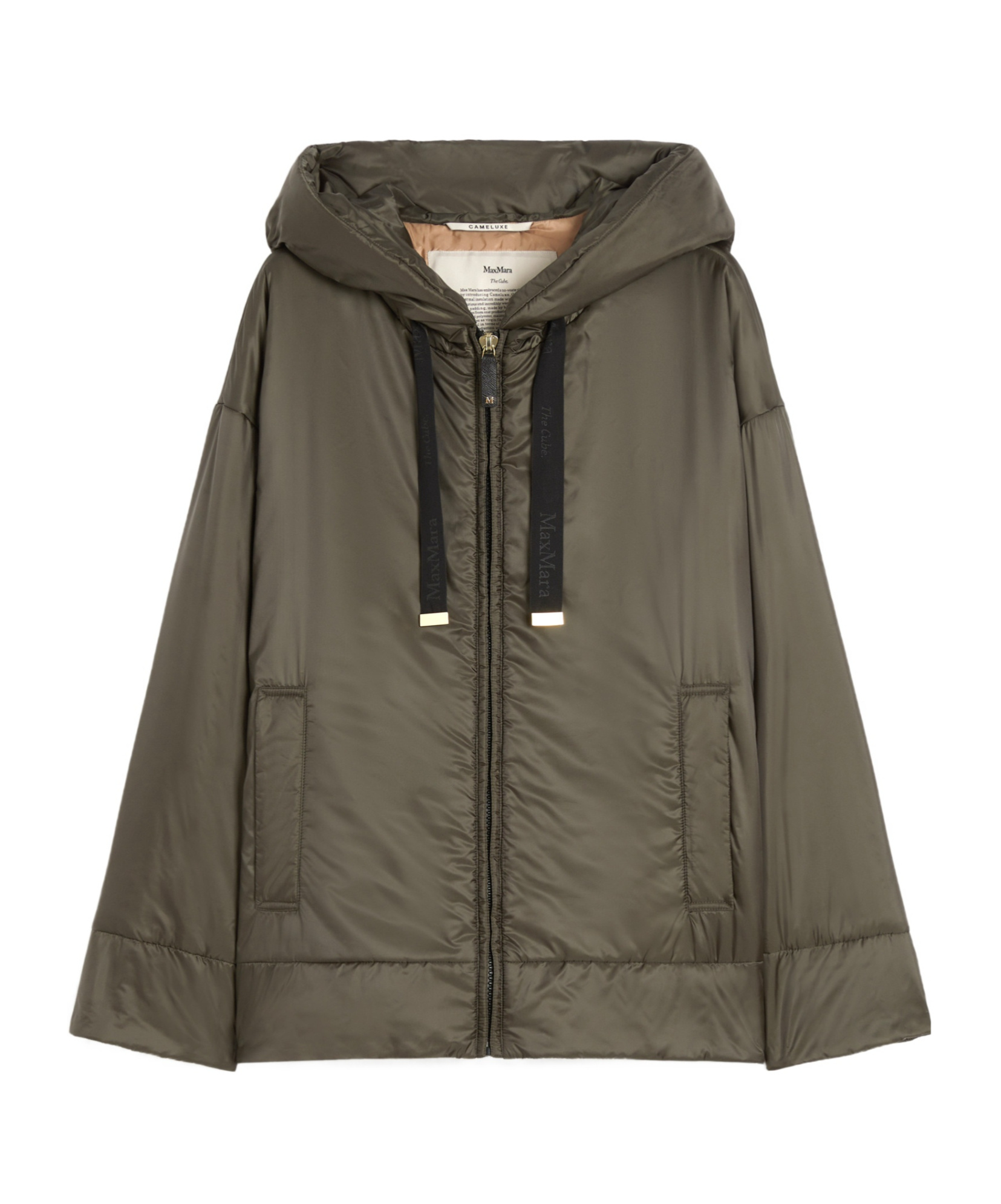 Max Mara Padded, Hooded Jacket In Water-repellent Canvas In Green