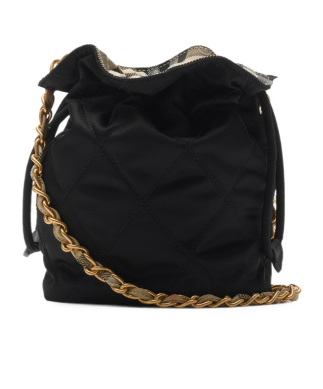 Burberry Chain Pouch Featuring Quilted Design In Black