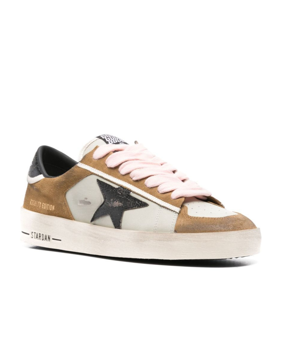 Golden Goose Men Stardan Two-tone Distressed Finish Sneakers In Leather And Suede In Brown