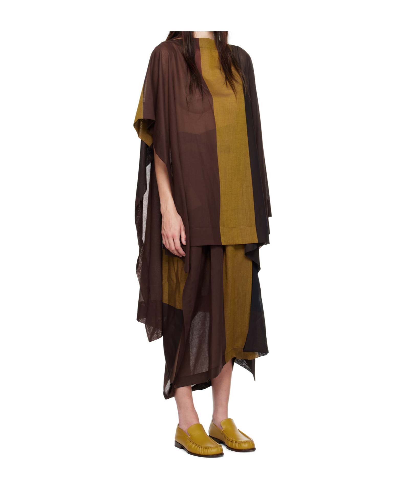 Issey Miyake Checked Cardigan In Brown