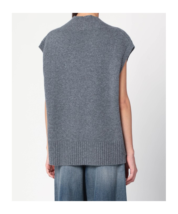 Roberto Collina Oversized Wool Knit Vest Sleeveless In Gray