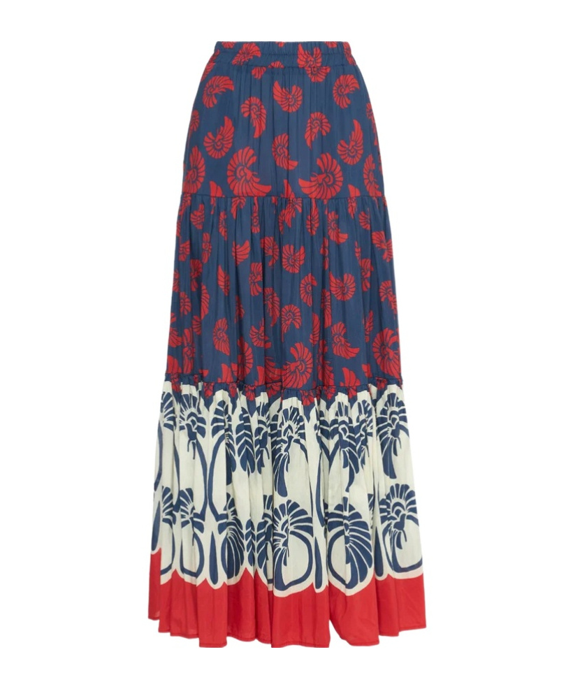 La Doublej Big Floral-print Maxi Skirt In Blue