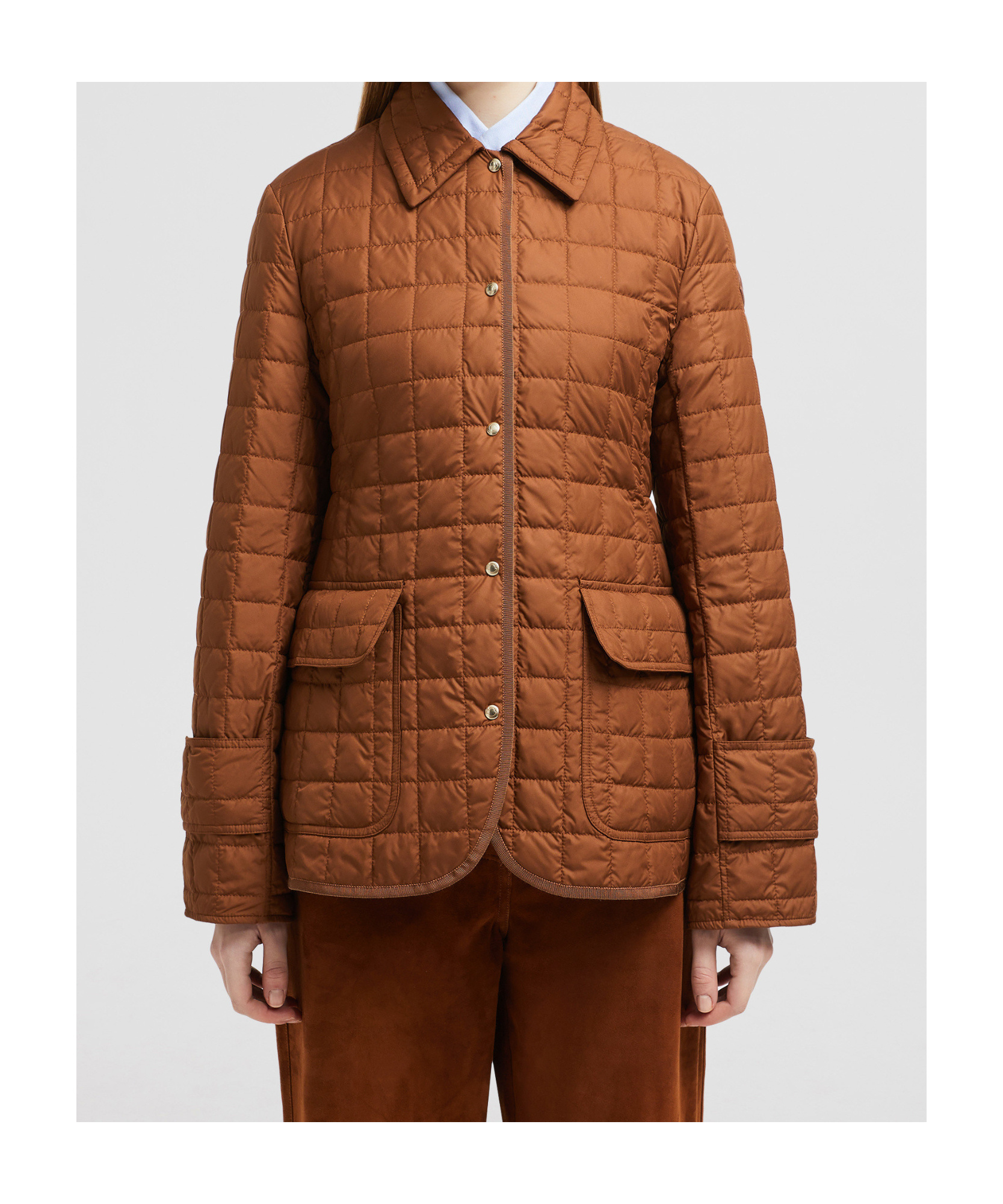 Moncler Epinal Square Quilted Down Jacket In Brown