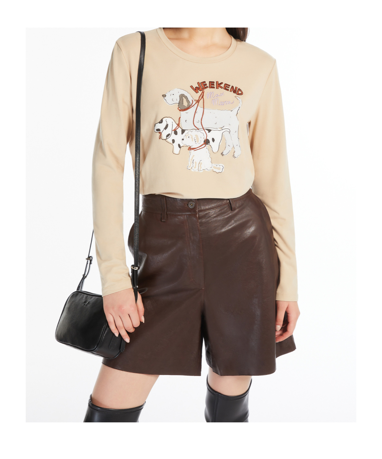 Weekend Max Mara Long-sleeved T-shirt In Nude