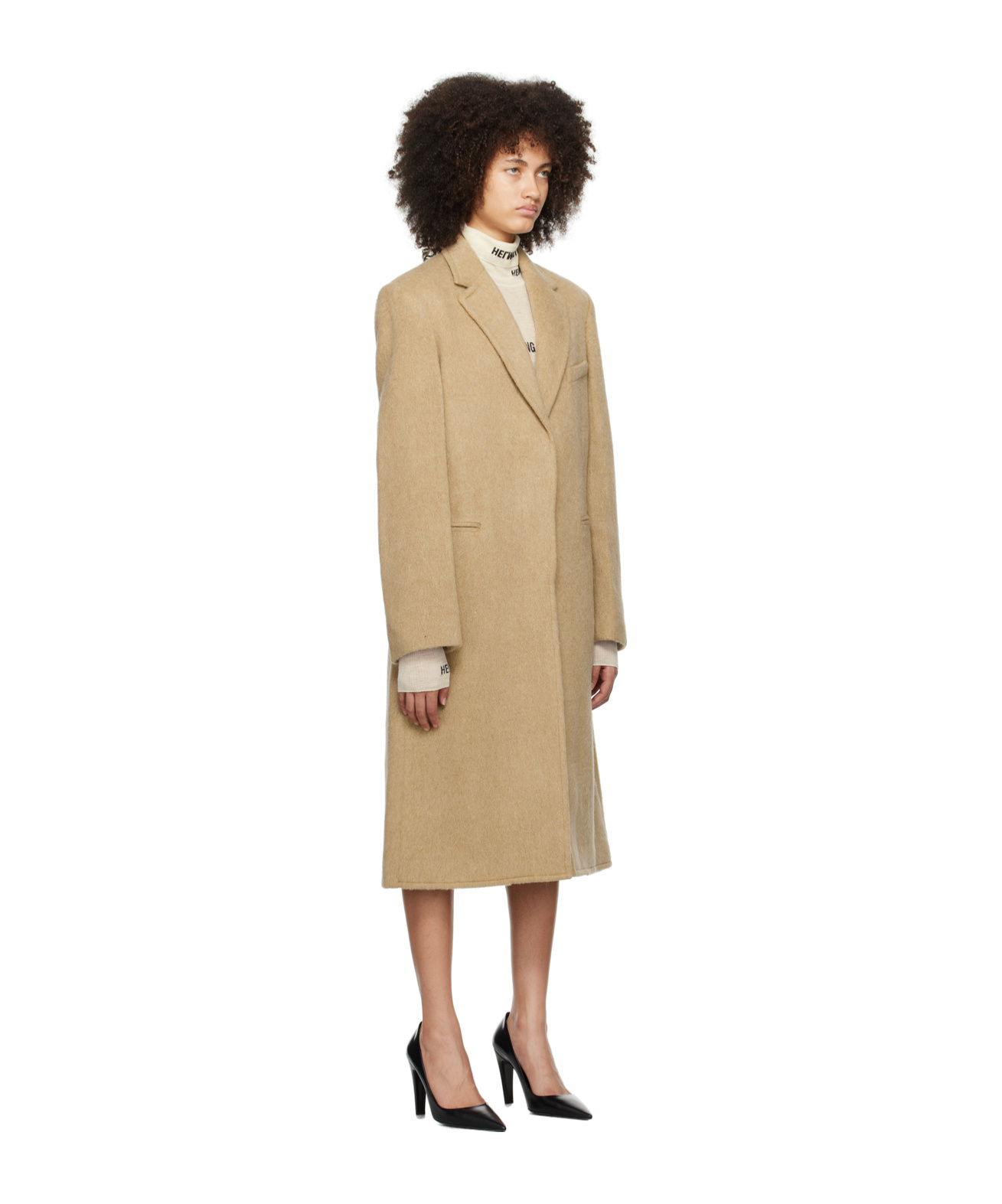 Helmut Lang Wool-blend Single-breasted Coat In Nude
