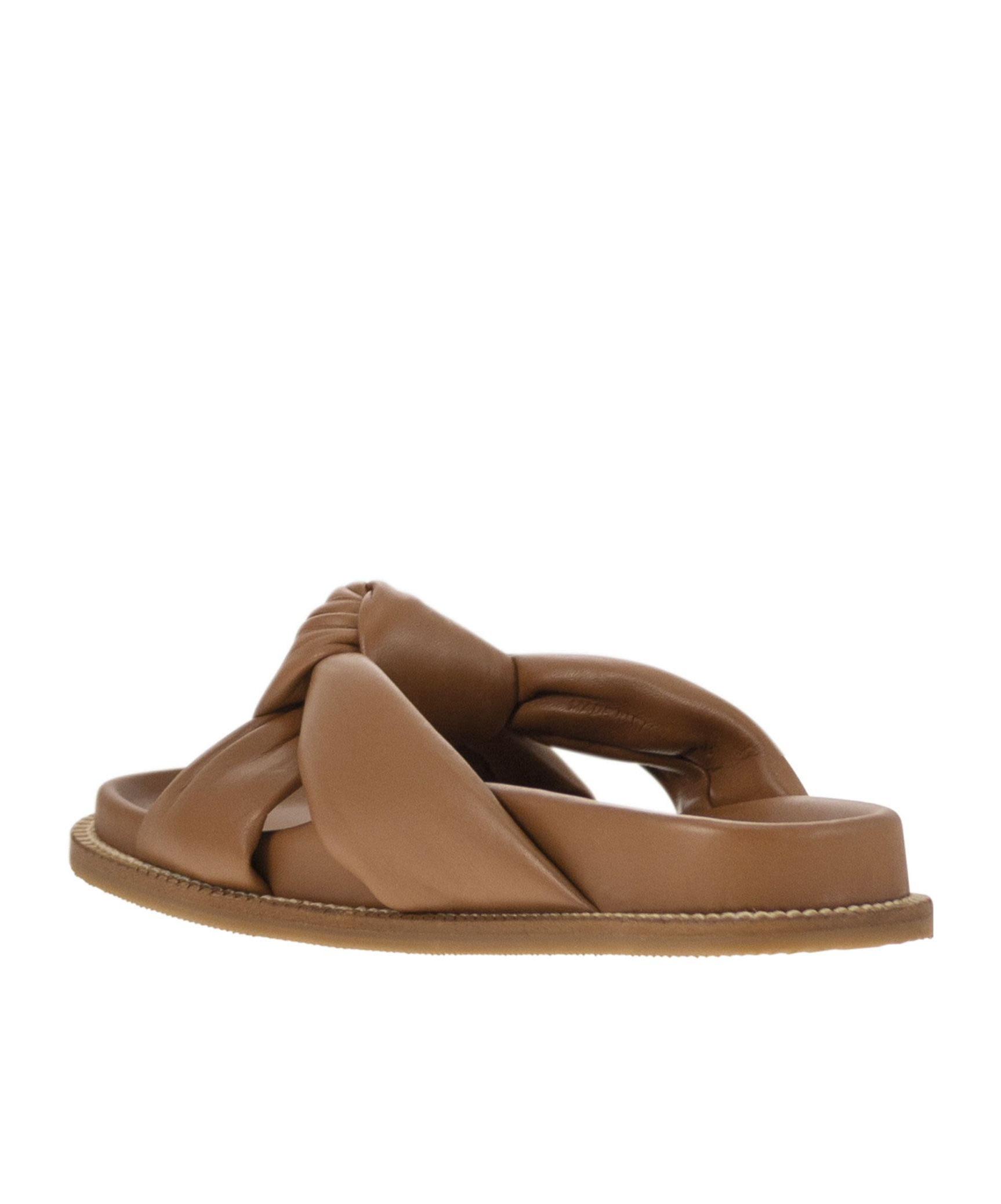 Fabiana Filippi Leather Slipper With Fussbett And Knot In Brown