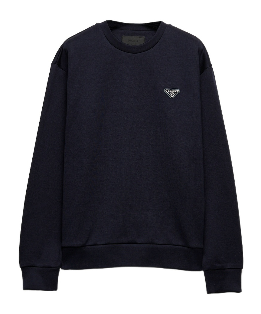 Prada Triangle-logo Crewneck Sweatshirt In Black