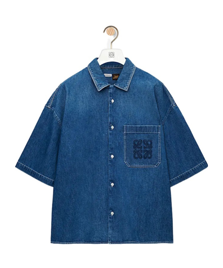 Loewe Short Sleeve Shirt In Light Blue
