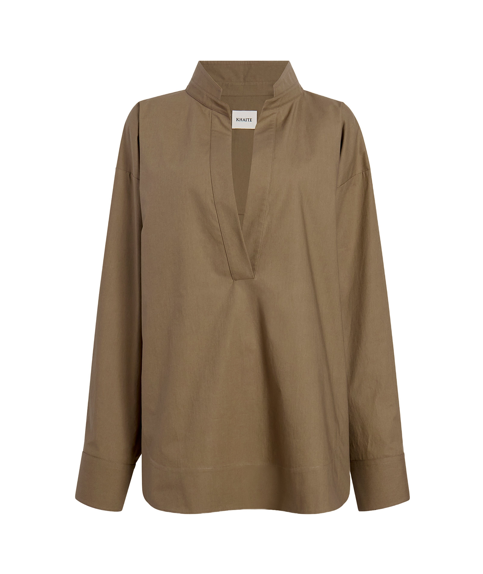 Khaite Open-necked Pullover Shirt In Brown