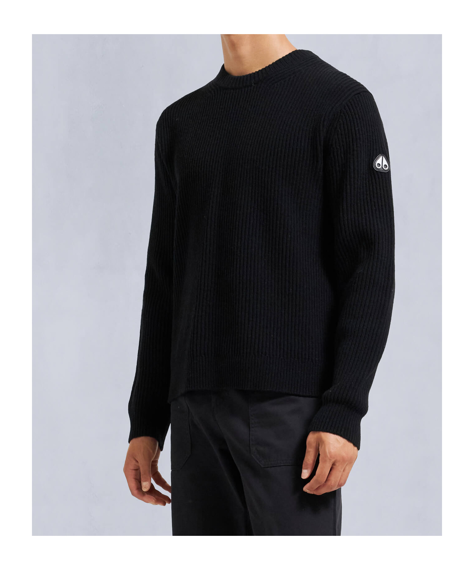 Moose Knuckles Long-sleeved Round-neck Sweater In Black