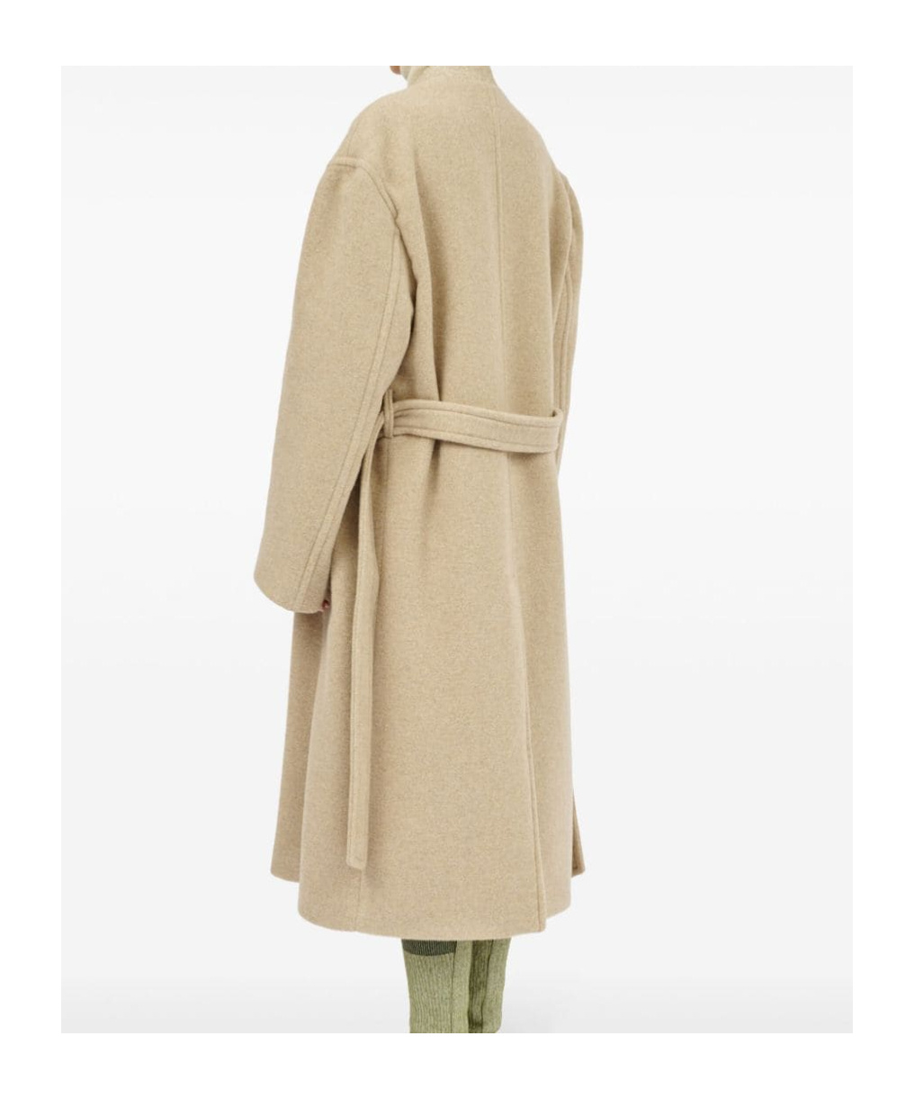 Shop Mm6 Maison Margiela Oversized Pile Coat In Nude