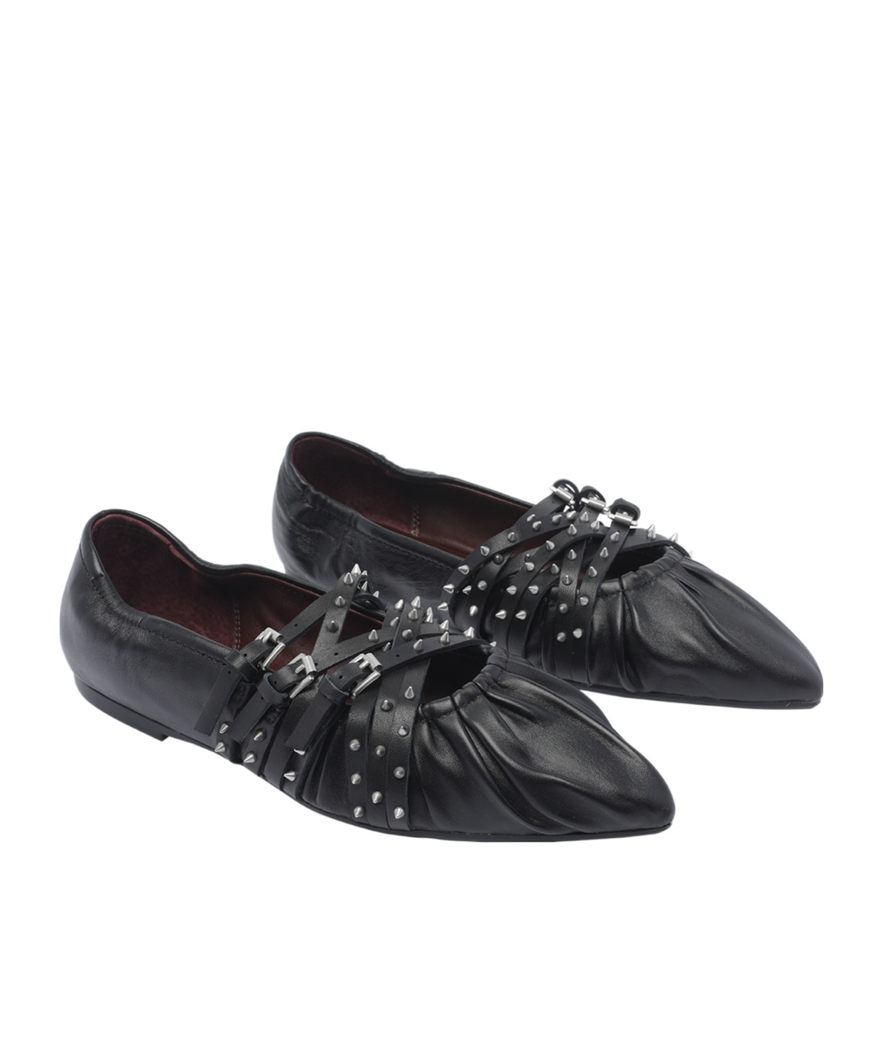 Ash Pointed-toe Flats In Black