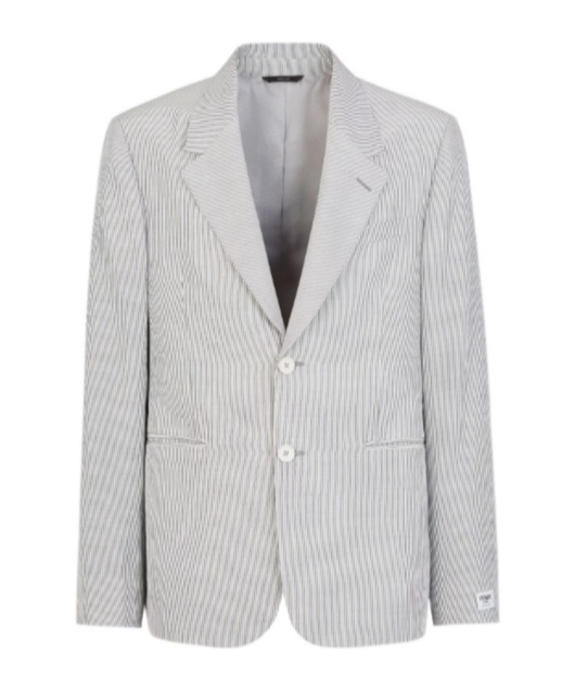Fendi Sigle-breasted Striped Blazer In White