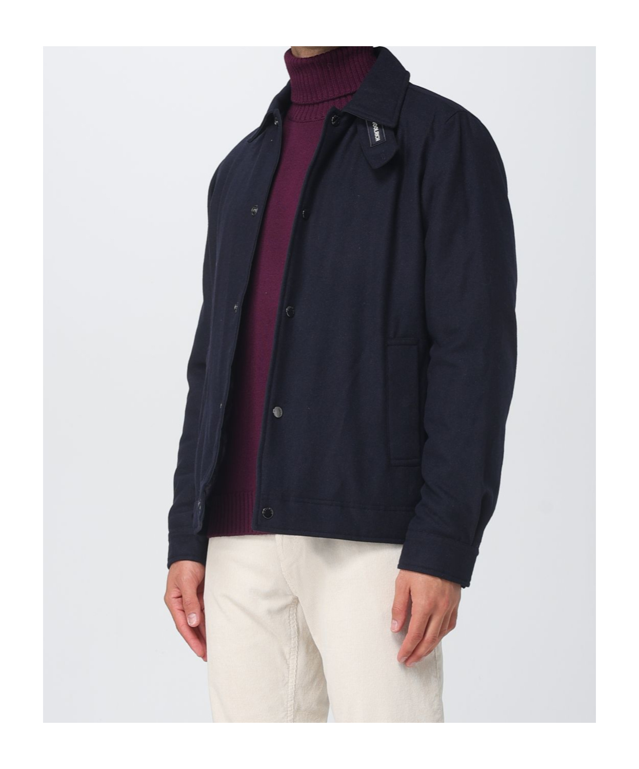 Woolrich Wool Buttoned Shirt Jacket In Black