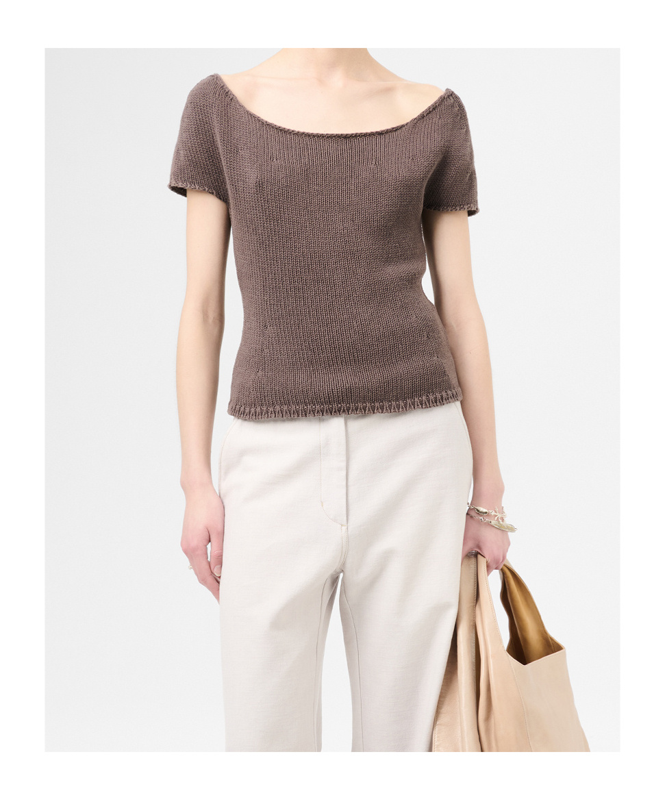 Our Legacy Sculpt Knitted Cotton T-shirt In Brown