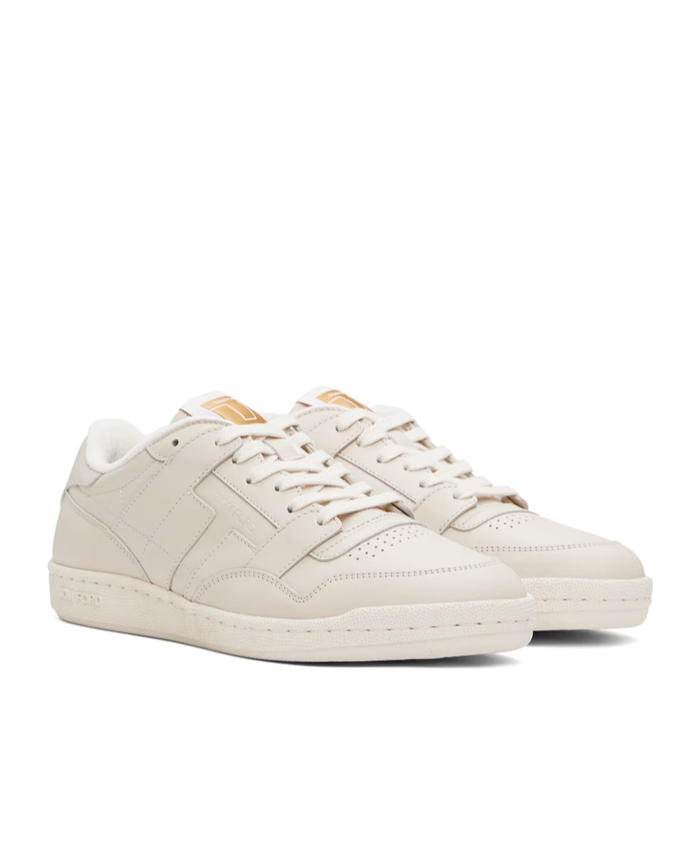 Tom Ford Round Head Lacing Low-cut Casual Sneakers In White