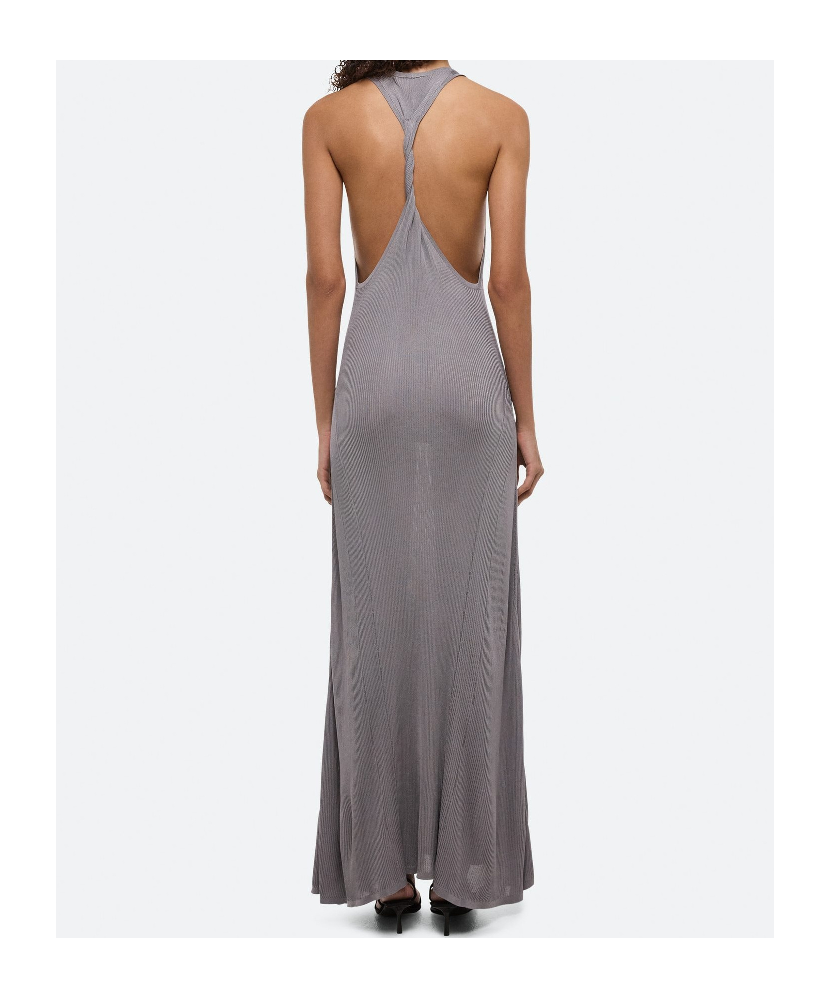 Helmut Lang Round Neck Sleeveless Dress In Gray