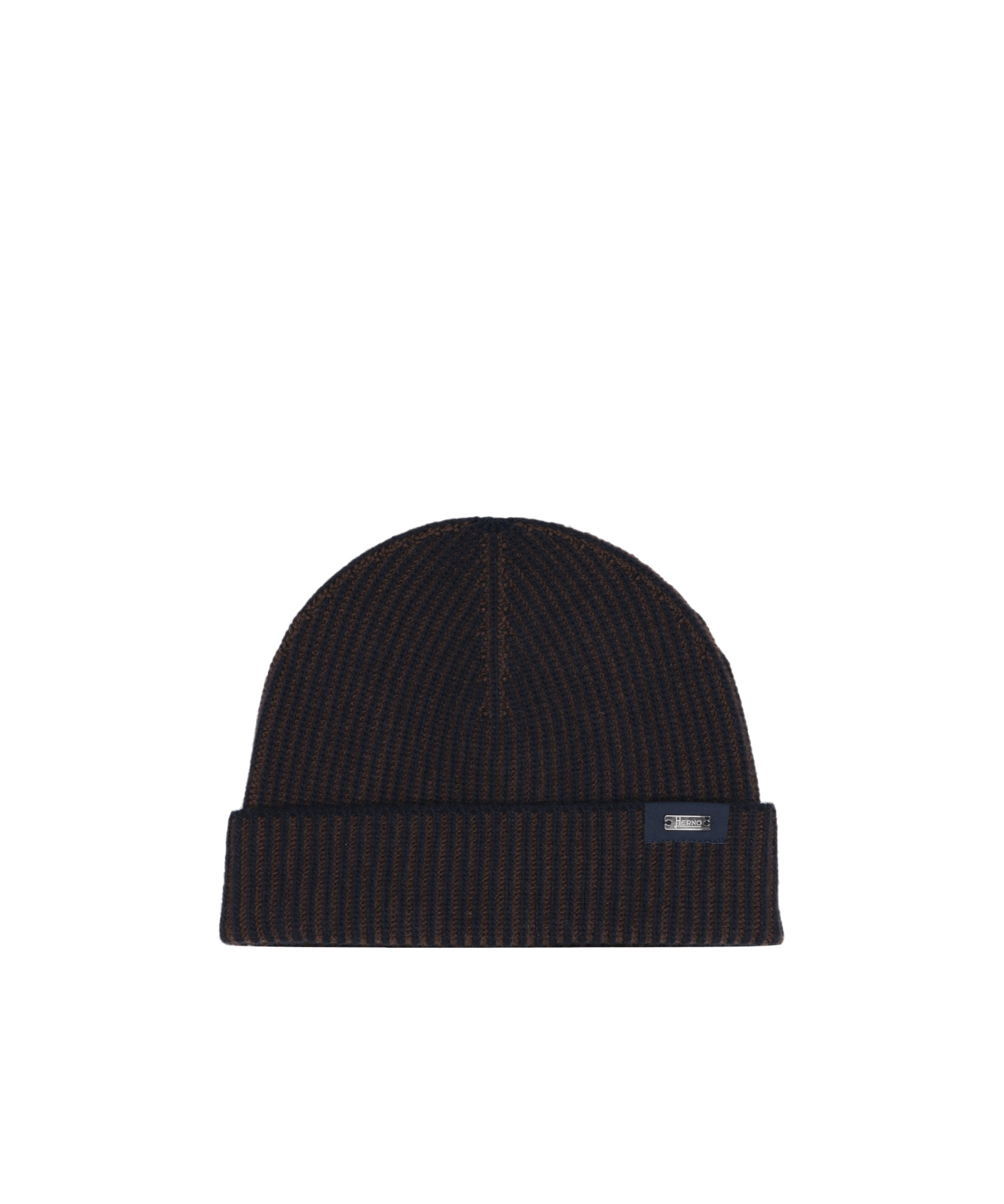 Herno Logo-plaque Ribbed Wool Beanie In Black