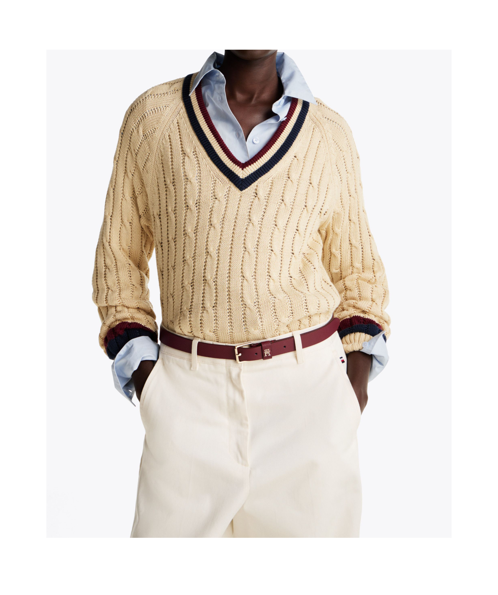 Tommy Hilfiger Cable-knit Sweater In Ivory