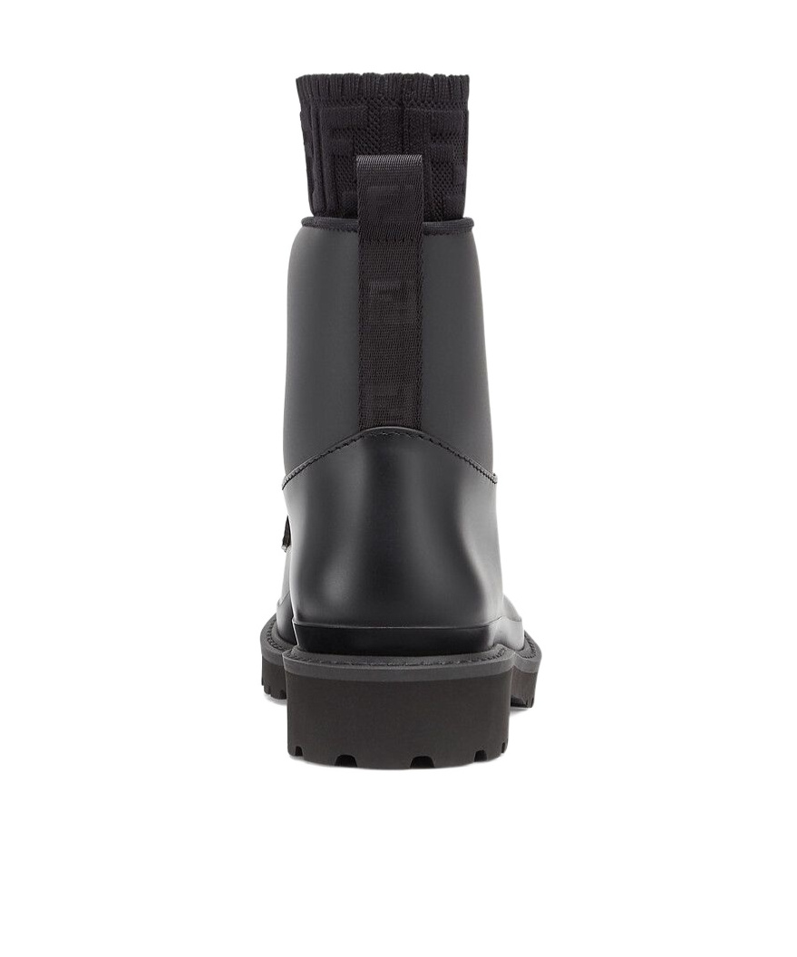 Fendi Lace-up Biker Boots In Black