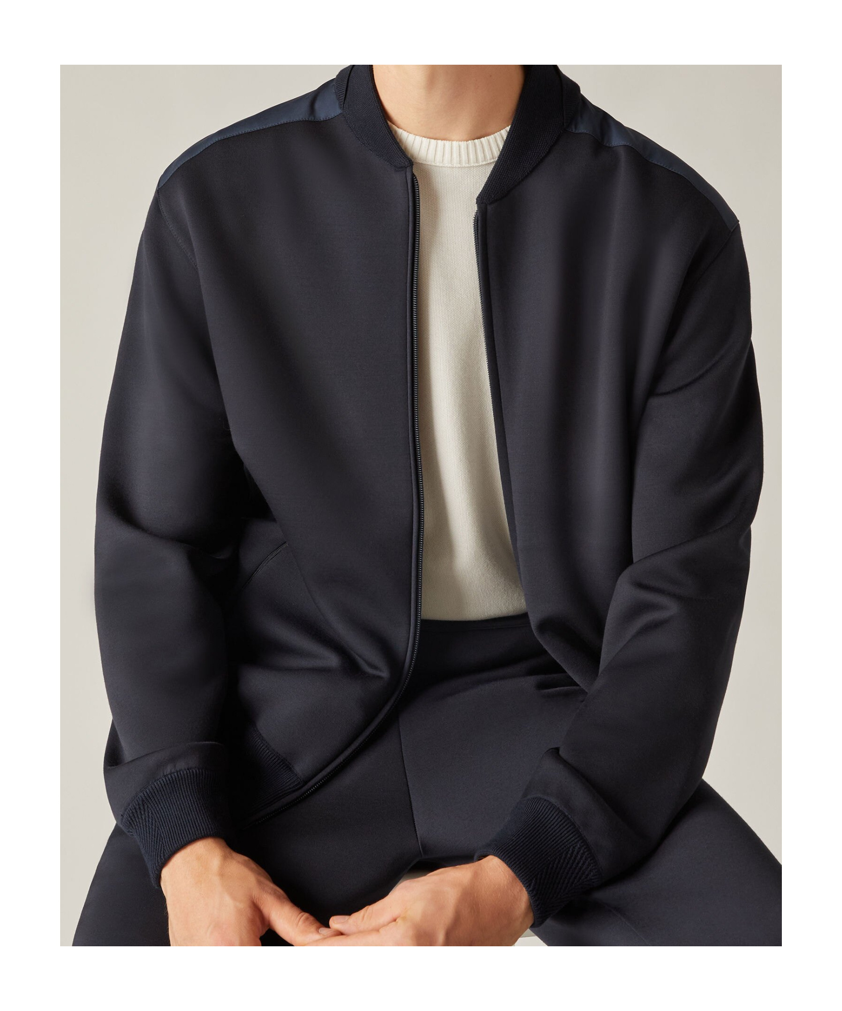 Loro Piana Zippered Casual Jacket In Navy Blue