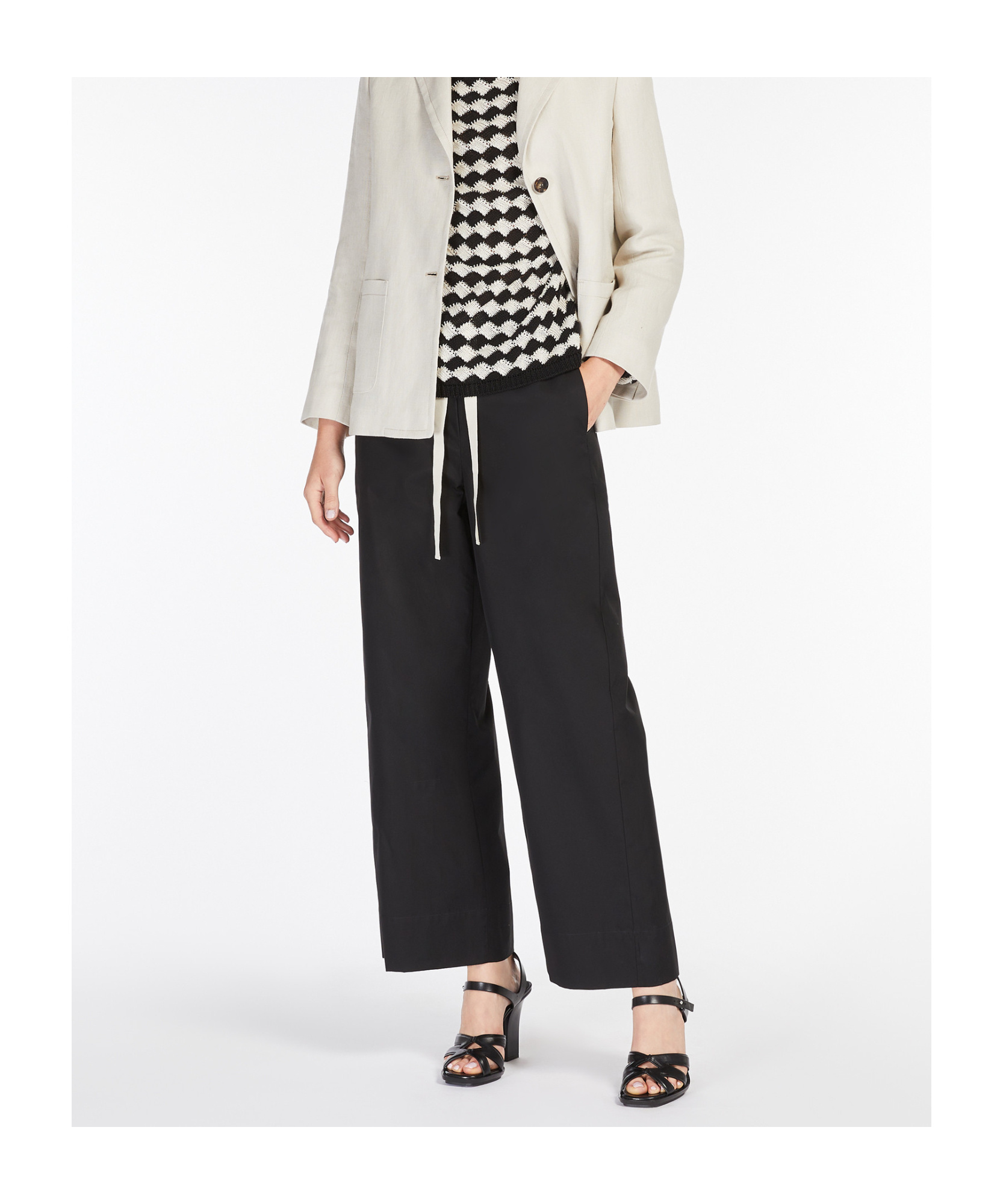 Max Mara Pantalon En Popeline Avec Cordon De Serrage In Black