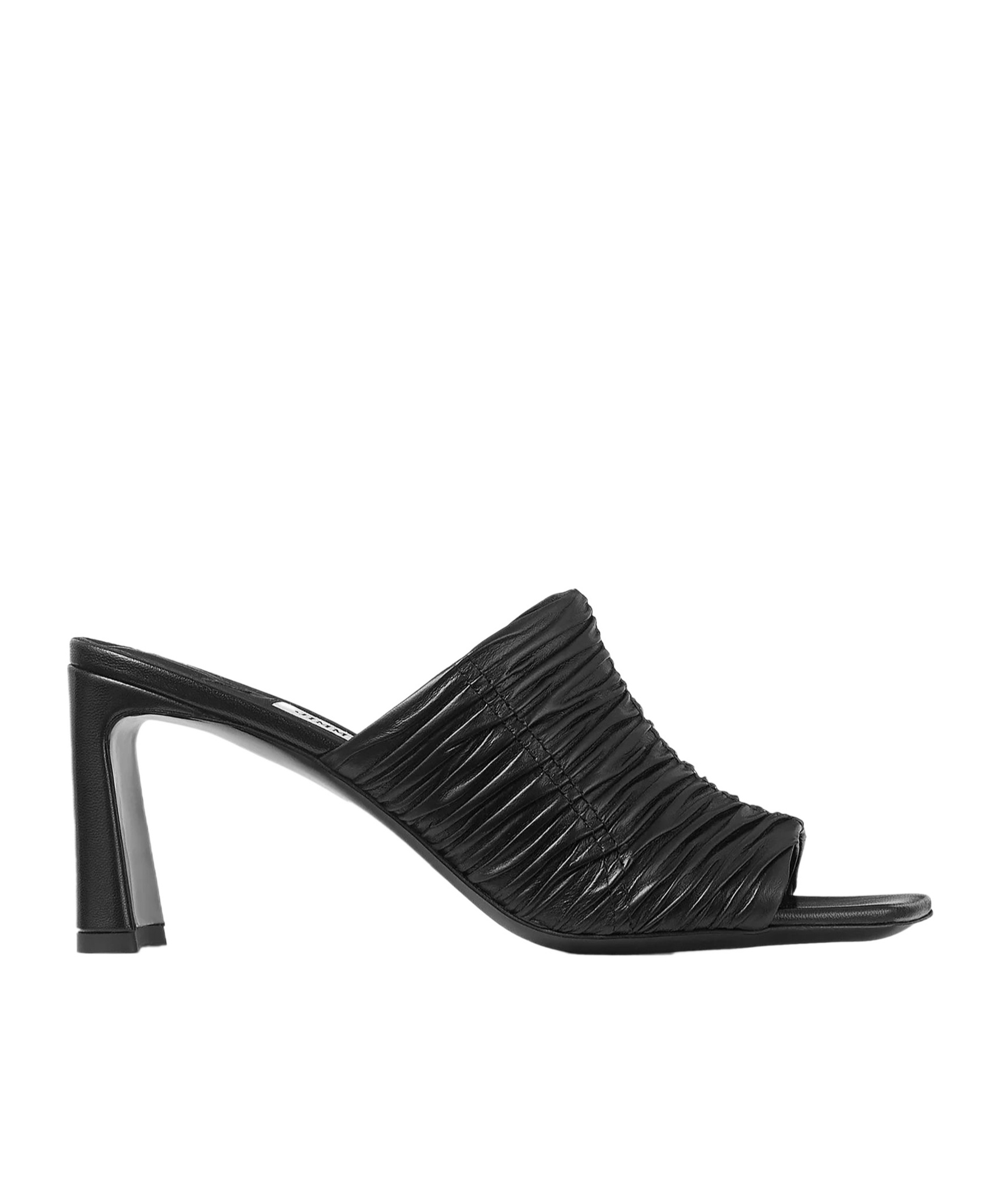Jimmy Choo Lua Ruched Leather Mule Sandals In Black