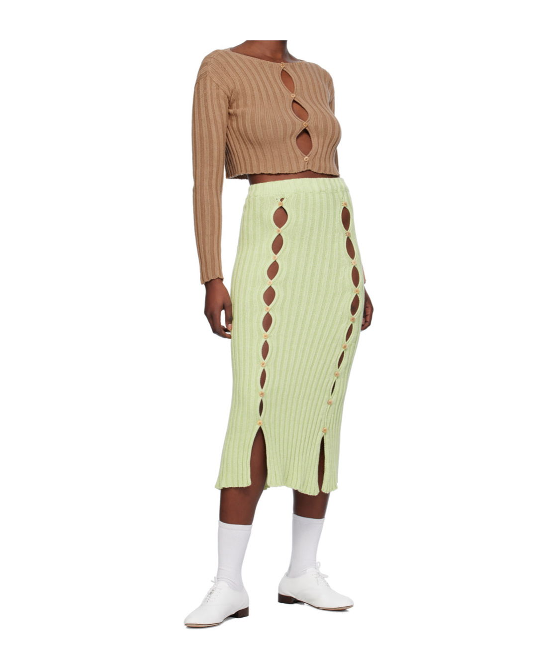 Baserange Macau Organic-cotton Cropped Cardigan In Brown