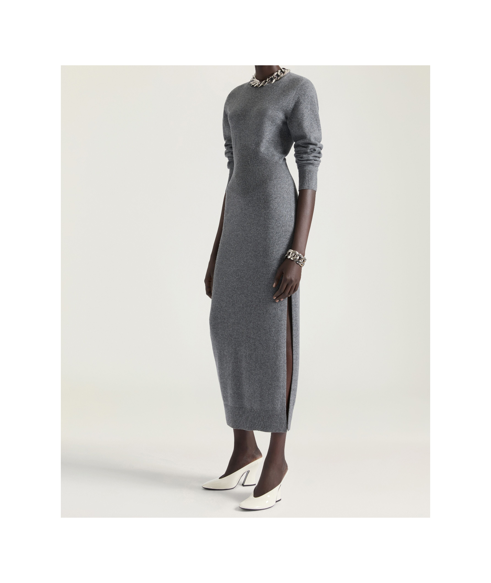 Givenchy Cashmere Midi Dress Featuring Open Back In Gray