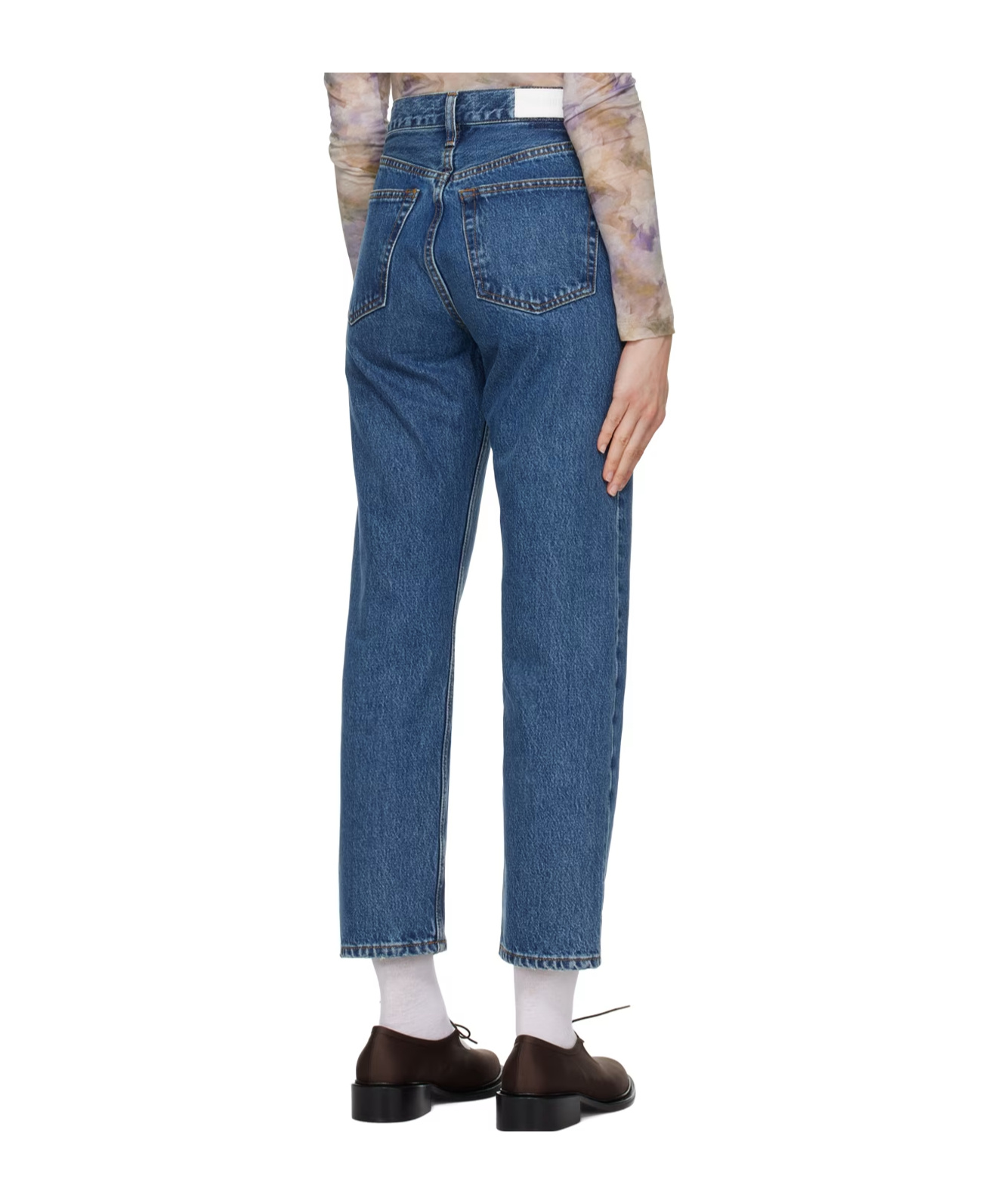 Re/done 70s High Rise Stove Pipe Straight-leg Jeans In Blue