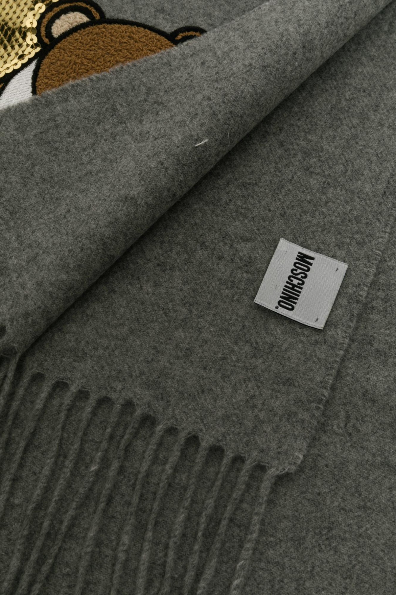 Moschino Fringed Scarf In Gray