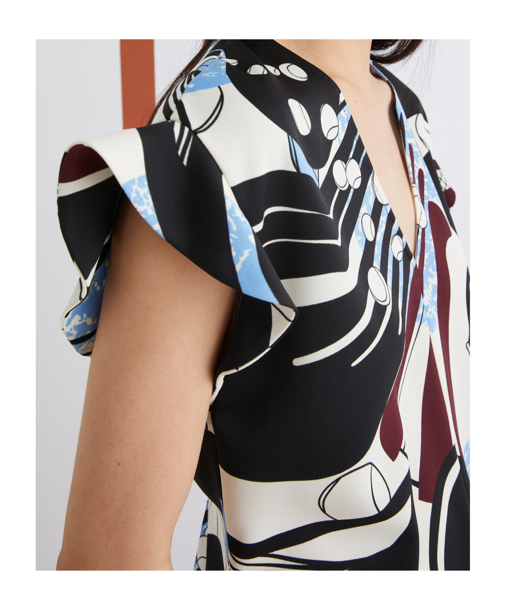 Marella Printed Satin Blouse - Wool White In Multi