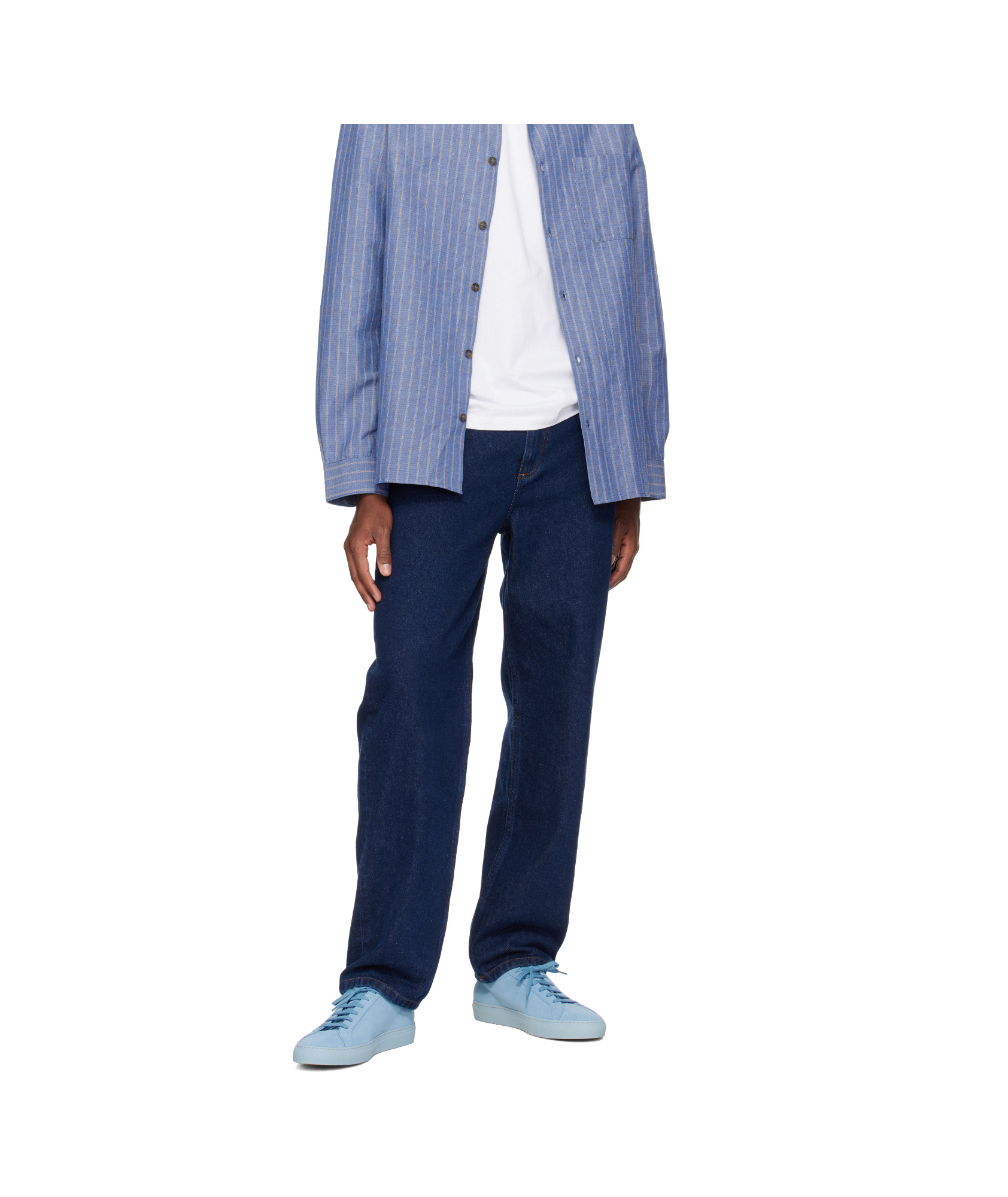 Common Projects Blue Achilles Tonal Suede Sneakers In Blue