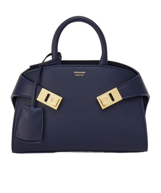 Ferragamo Logo-print Leather Tote Bag In Blue