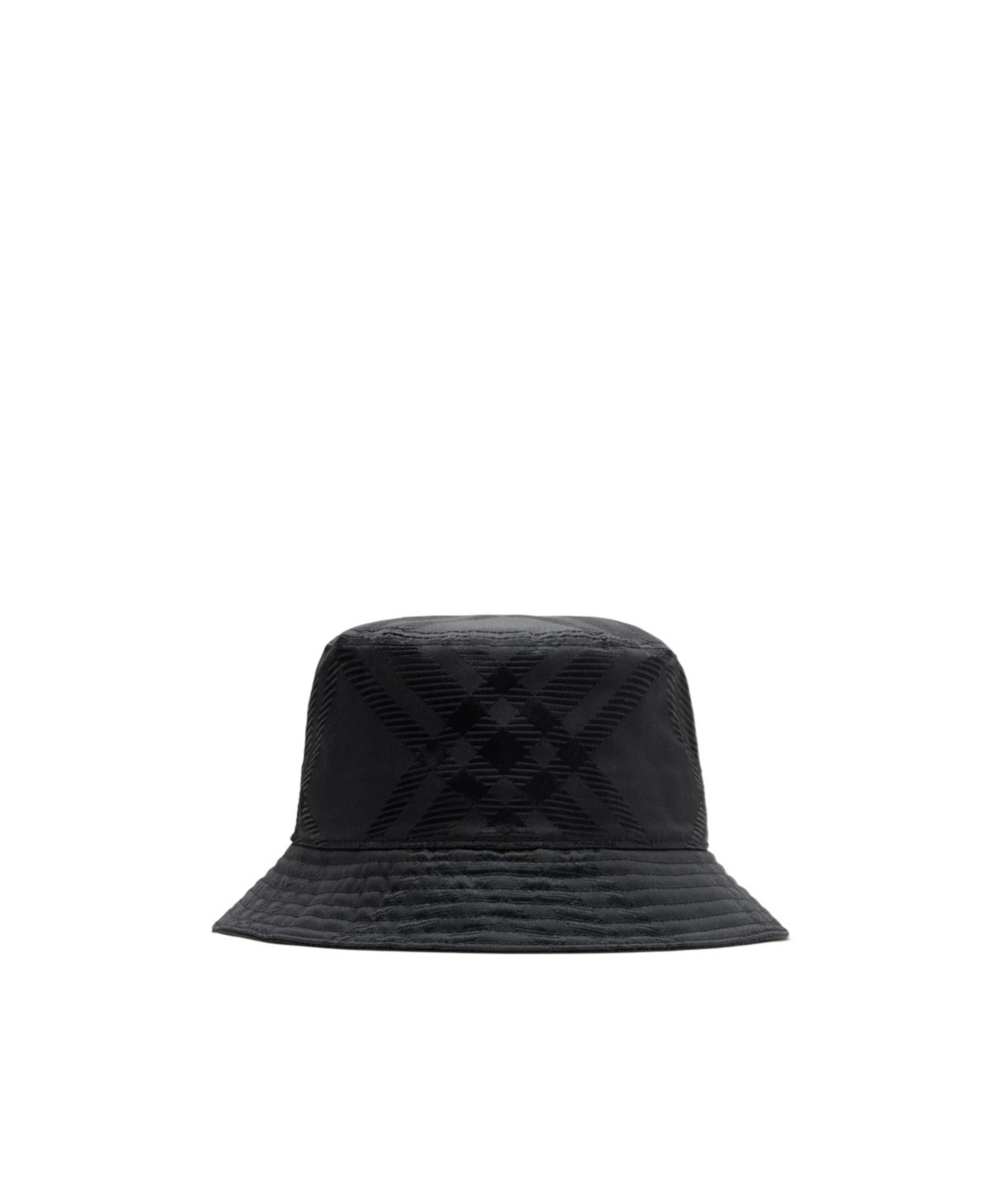 Burberry Check Bucket Hat In Black