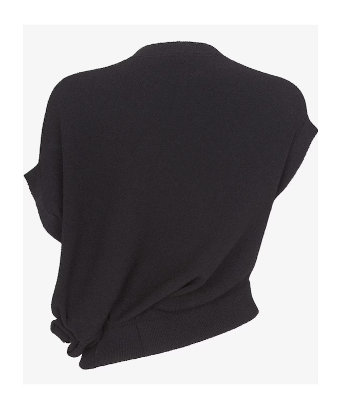 Fendi Asymmetric Knitted Top In Black